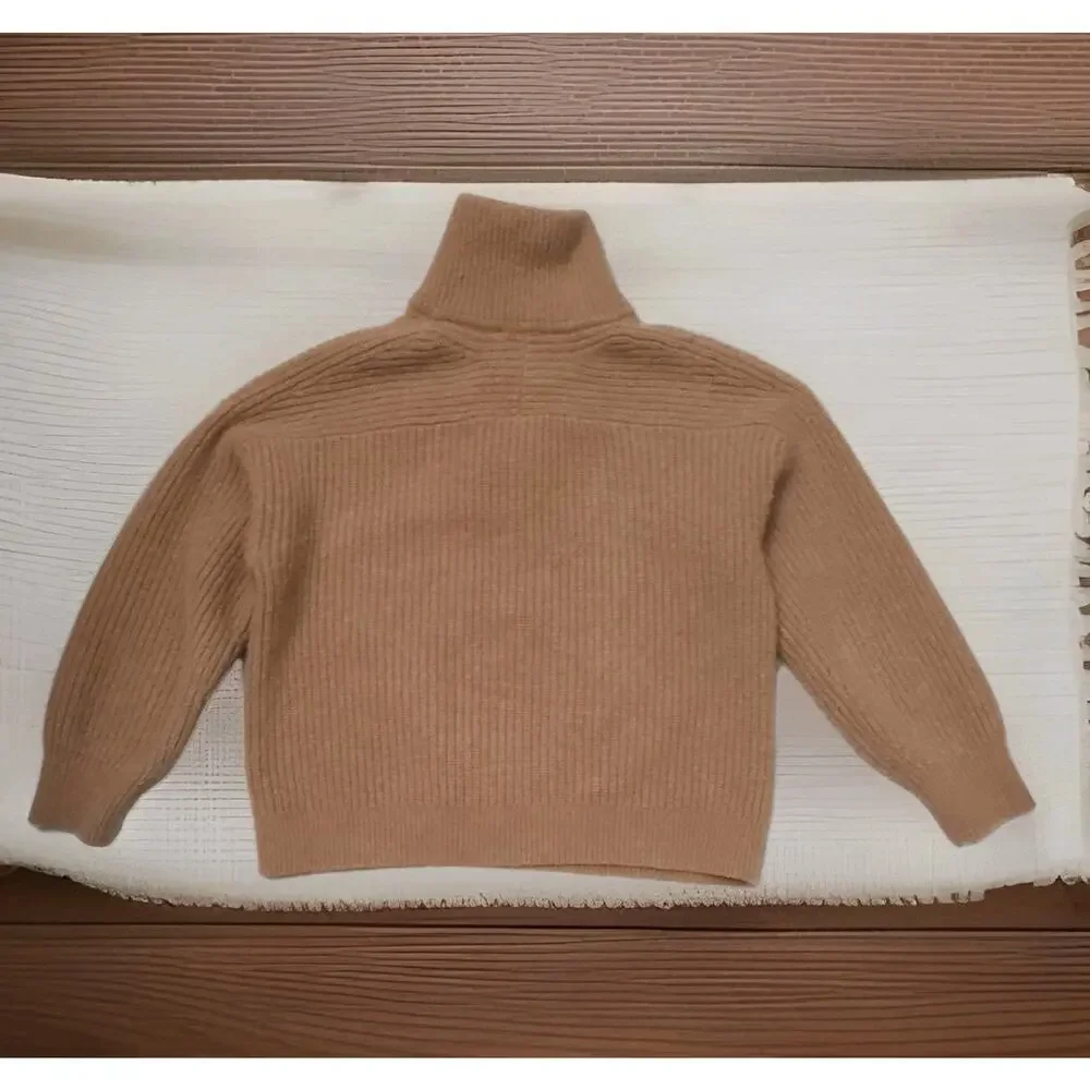 Everlane Felted Extra Fine Ribbed Merino Half-Zip Sweater Womens Very Soft M - Picture 5 of 7